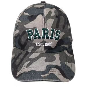 AKER Baseball Cap Green Slideback OS Camo Paris Embroidered Hat Adjustable